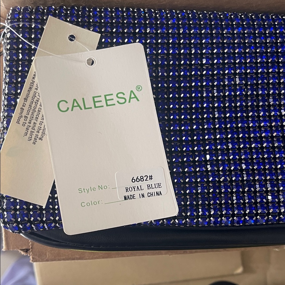 Elegant Blue Rhinestone Evening Clutch - Picture 2 of 5